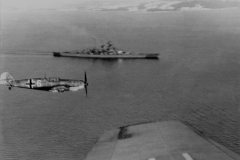 Bf109_and_battleship_Tirpitz