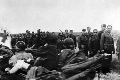 Jeep_carrying_allied_wounded_passes_Nazi_prisoners_on_Normandy_beach